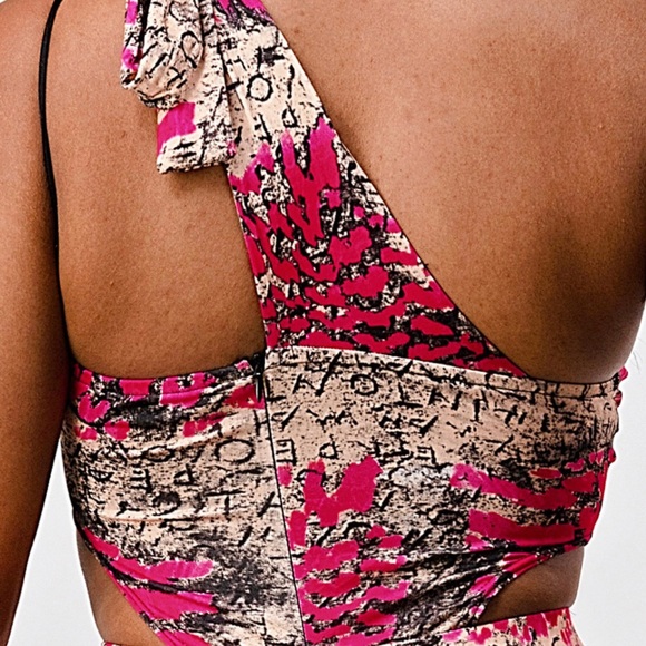 ANIMAL ONE-SHOULDER TIE JUMPSUIT - Picture 6 of 7